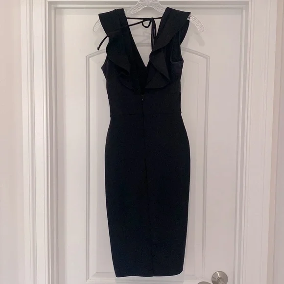 Black Business Casual Dress with Ruffles - Size US Small - Picture 2 of 2